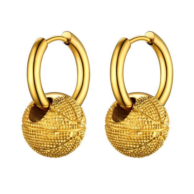 Gold Plated Men's Basketball Earrings