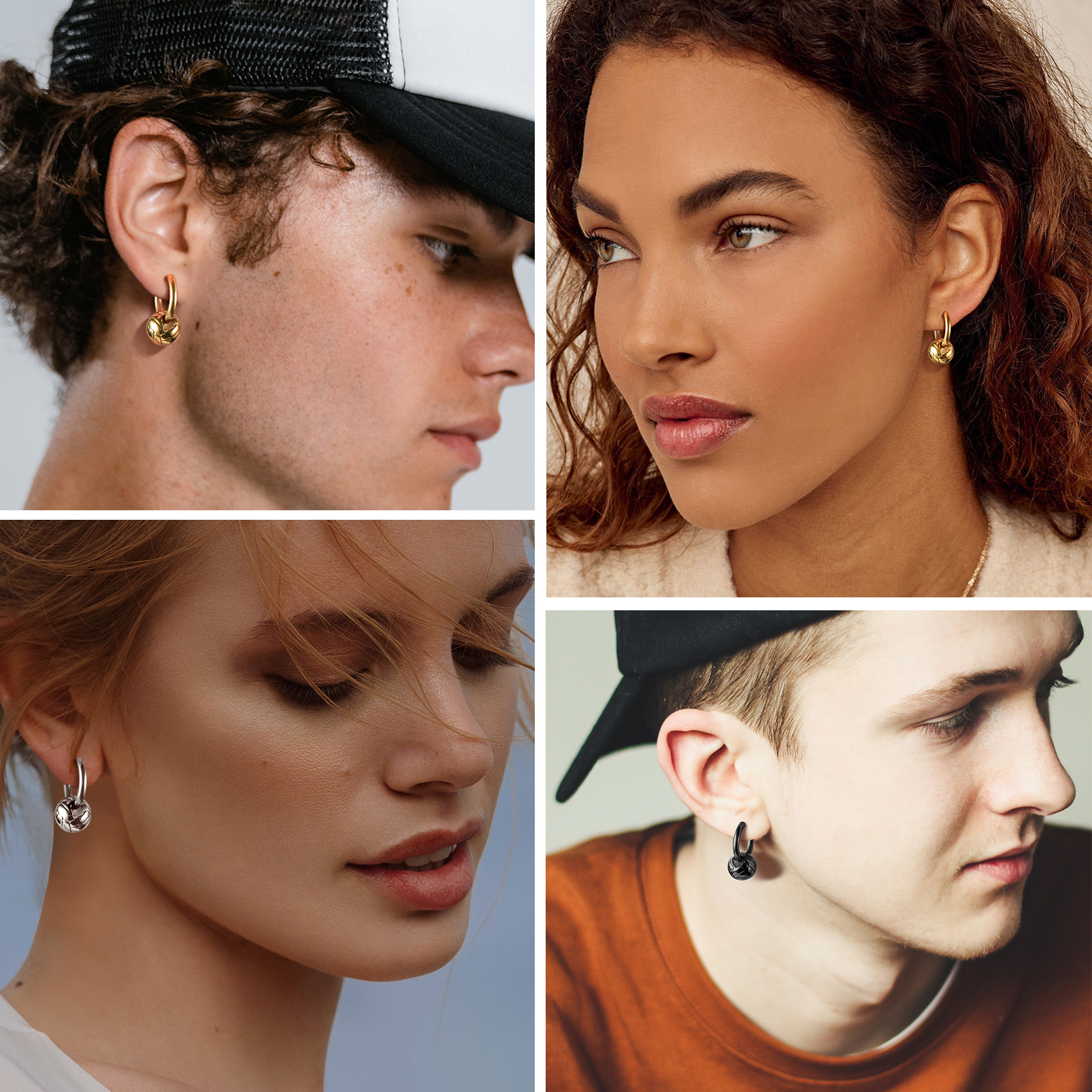 Men's Gold Volleyball Hoop Earrings