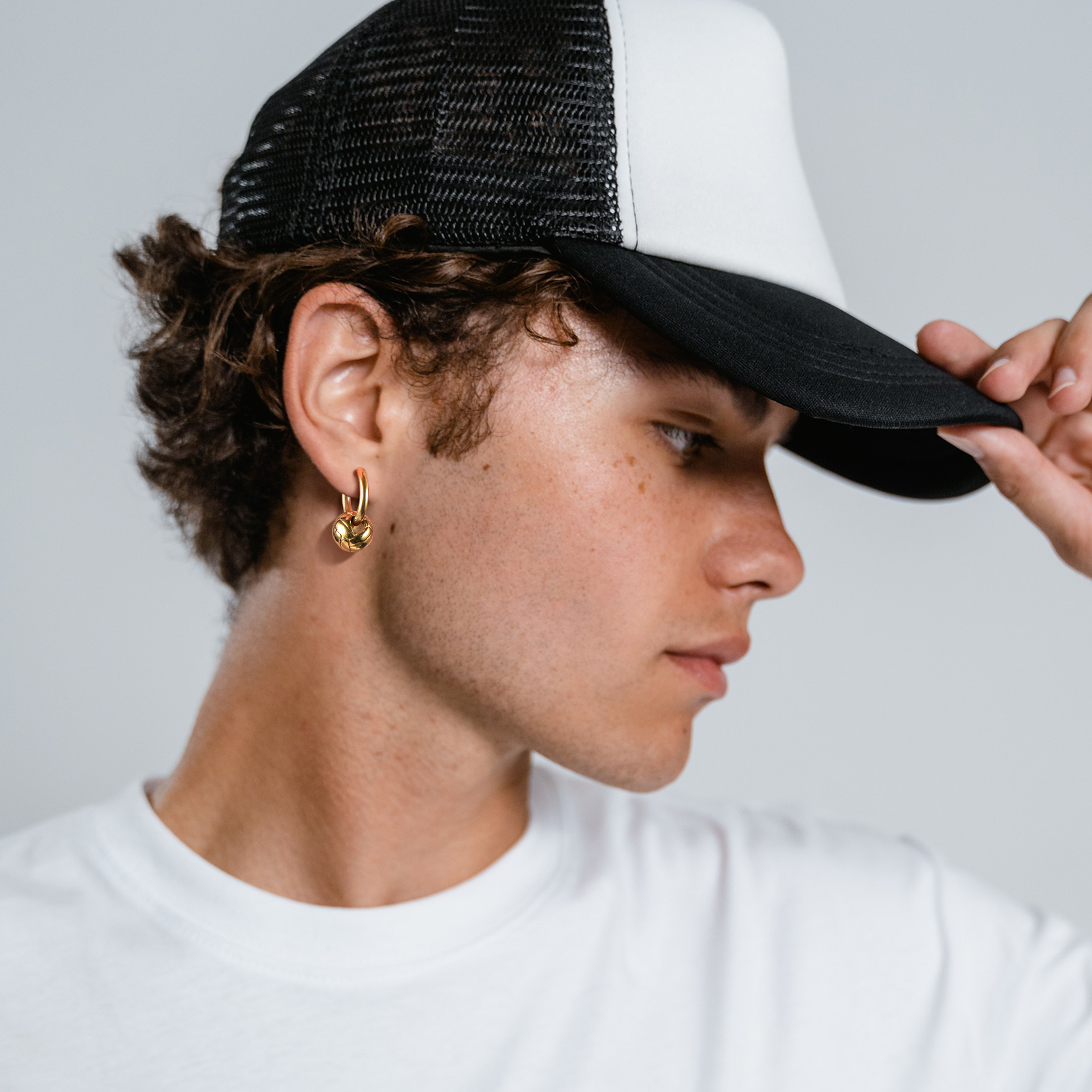 Men's Gold Volleyball Hoop Earrings