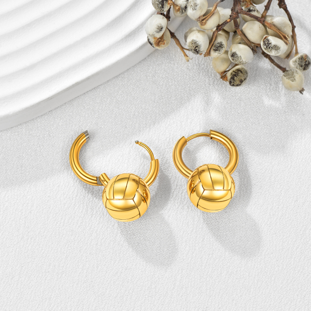 Men's Gold Volleyball Hoop Earrings