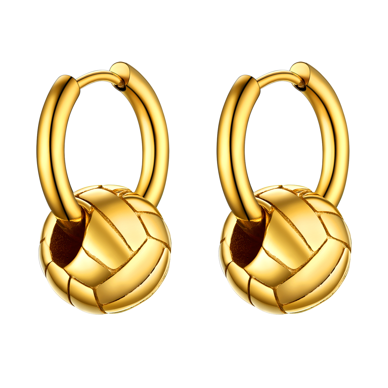 Men's Gold Volleyball Hoop Earrings