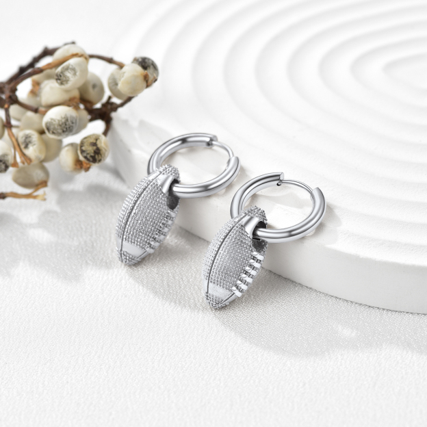 Men's Gold Football Earrings