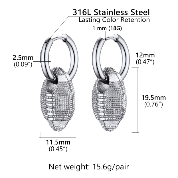 Men's Gold Football Earrings