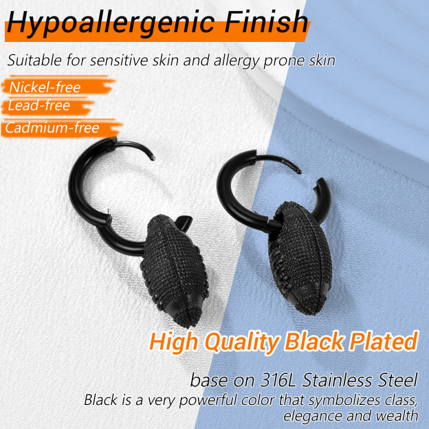 Men's Gold Football Earrings