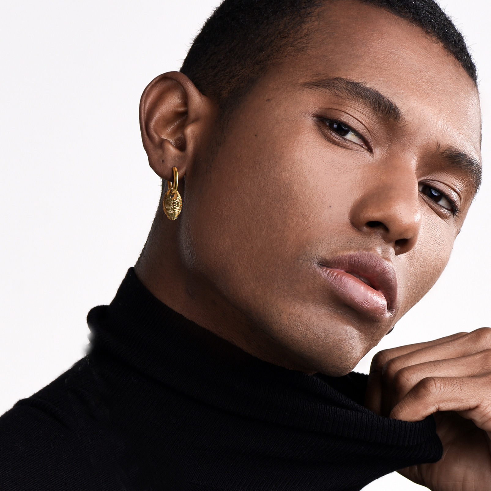 Men's Gold Football Earrings