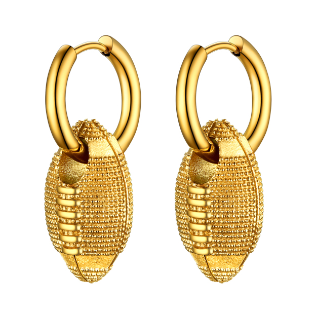 Men's Gold Football Earrings