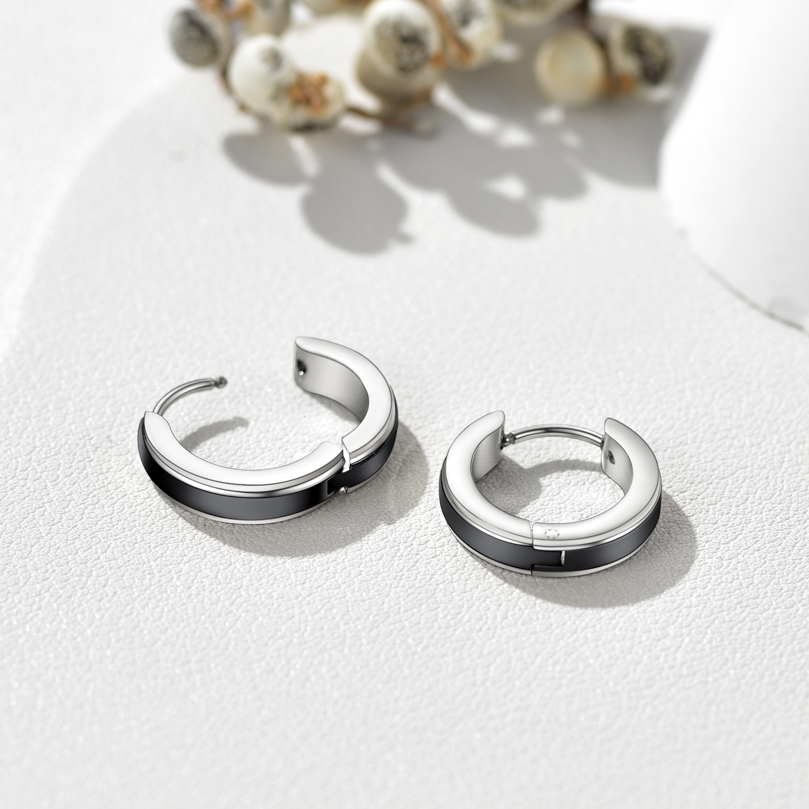 Punk Small Thick Hoop Black Earrings