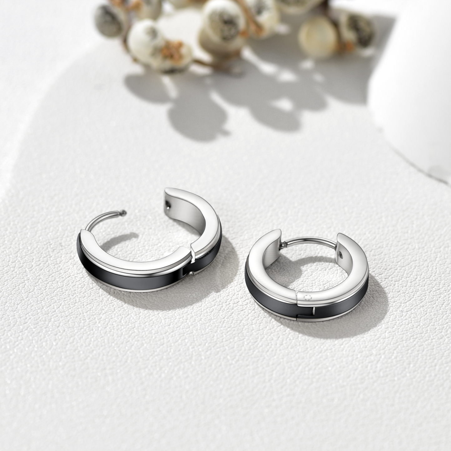 Punk Small Thick Hoop Black Earrings
