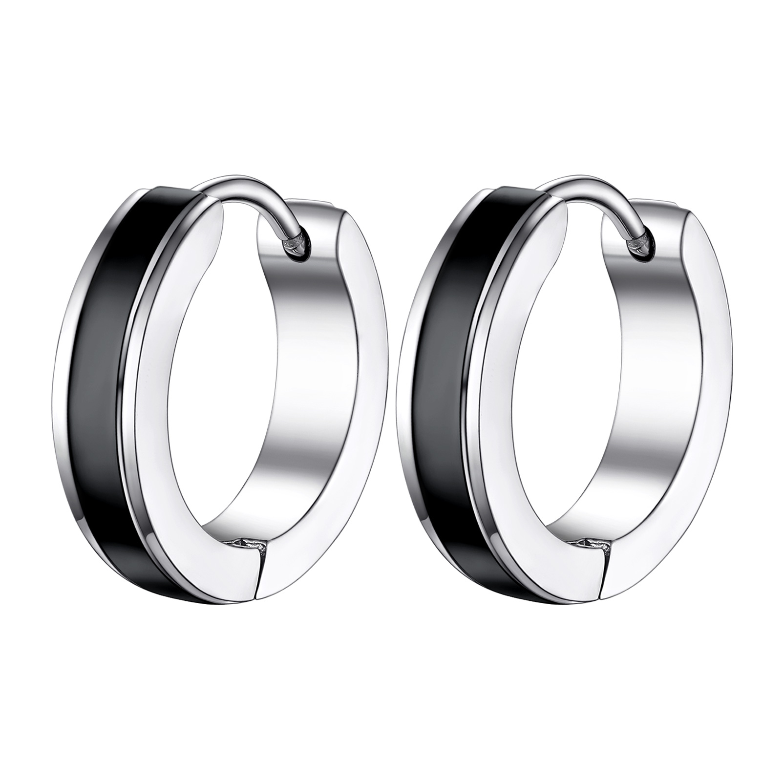 Punk Small Thick Hoop Black Earrings