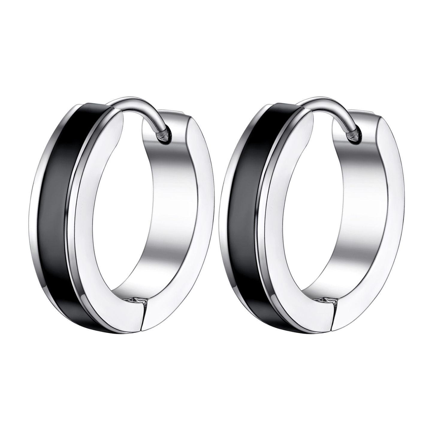 Punk Small Thick Hoop Black Earrings