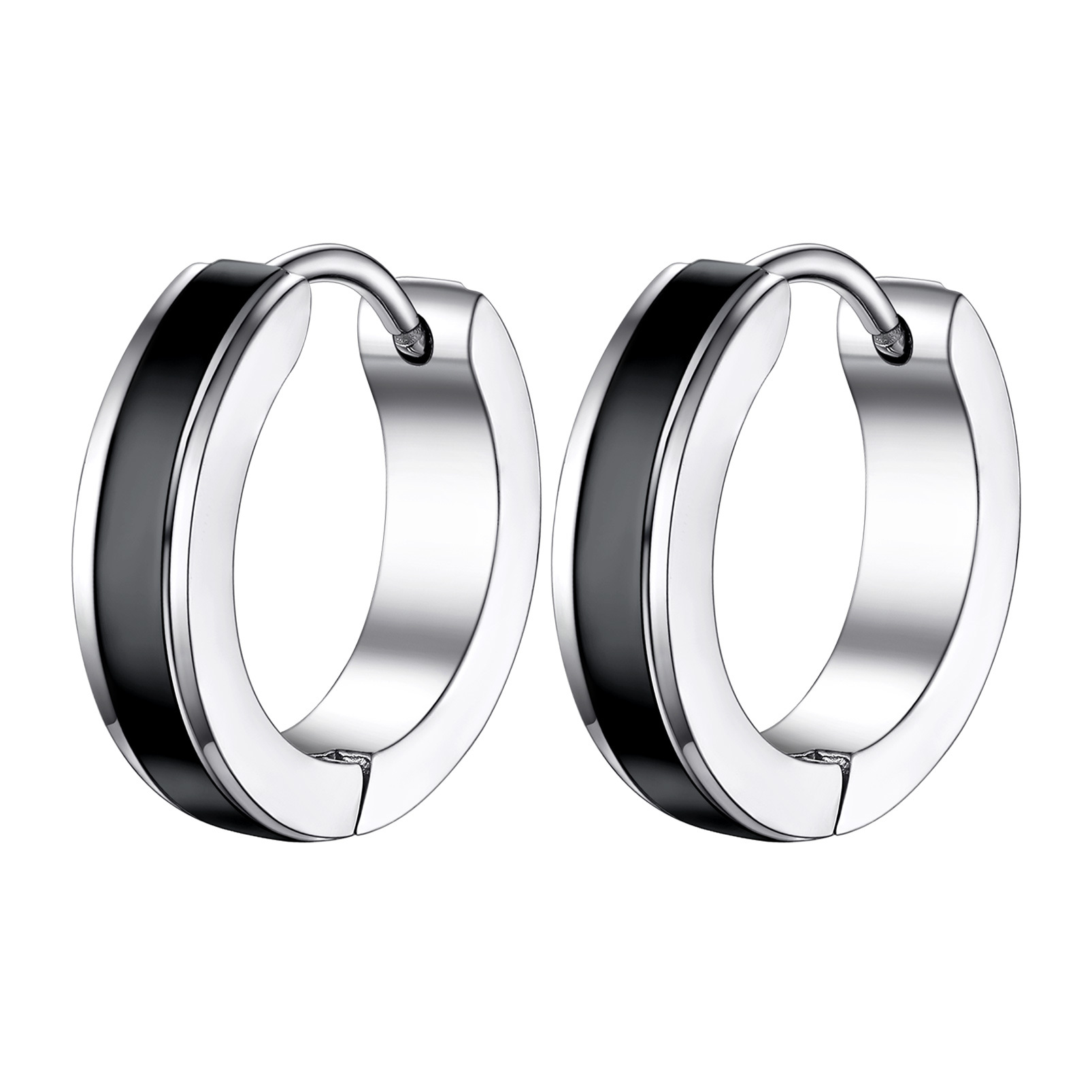 Punk Small Thick Hoop Black Earrings
