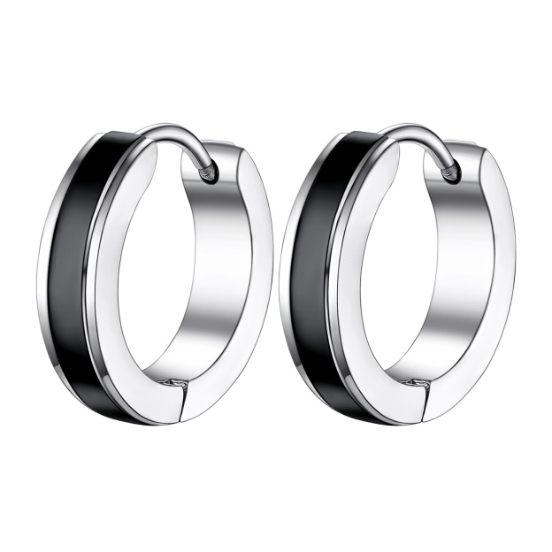 Punk Small Thick Hoop Black Earrings