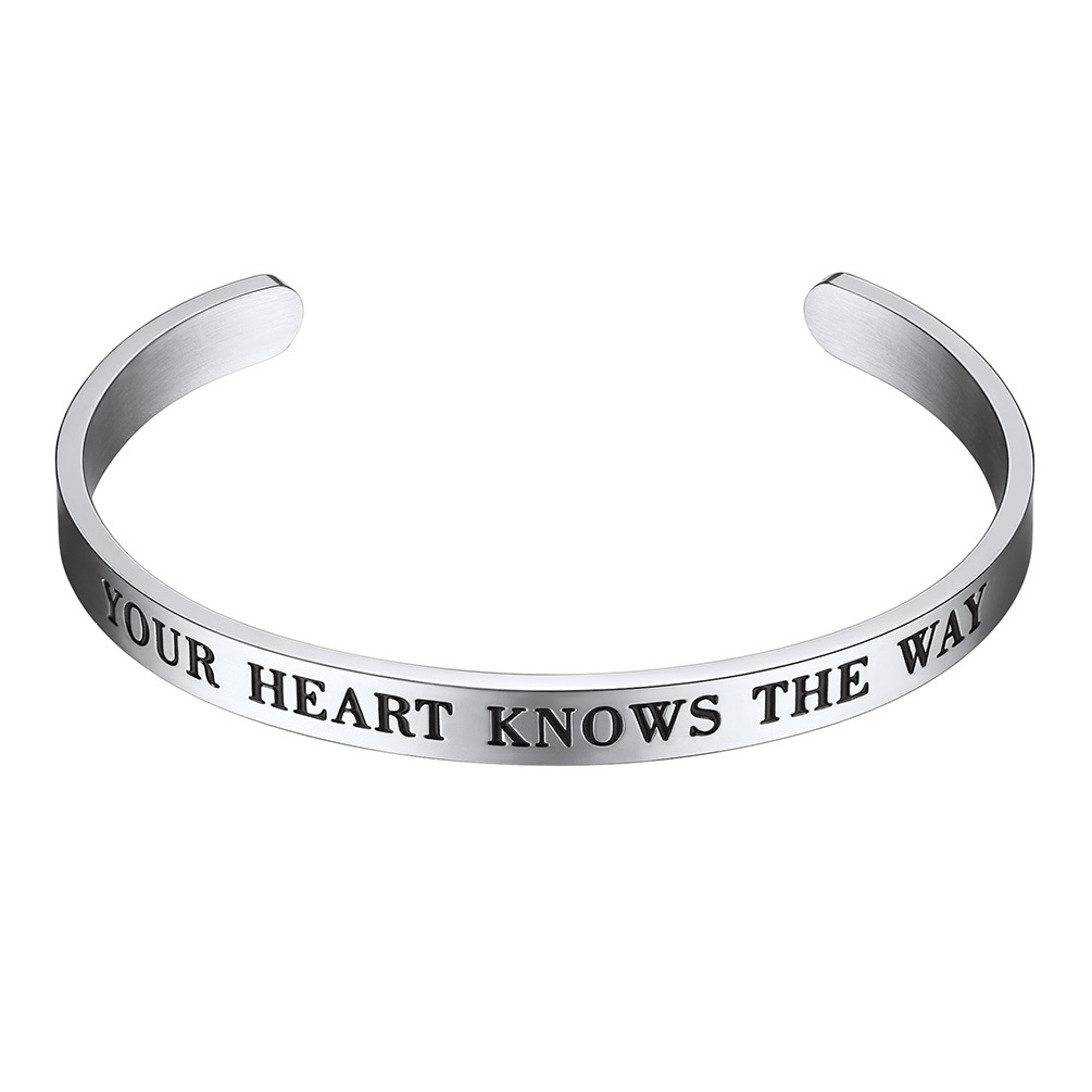 cuff bracelet with engraved quote