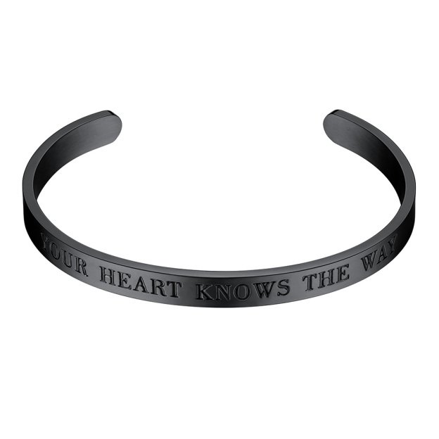 Inspirational Black Plated Cuff Bracelet