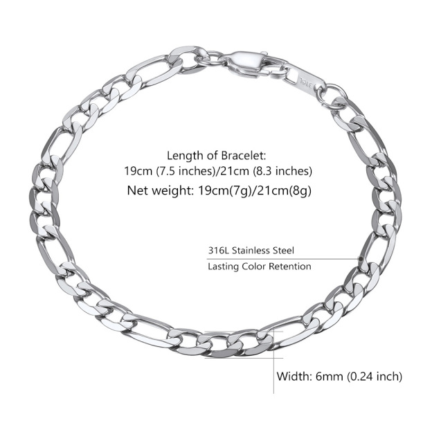 6mm figaro bracelet size detail