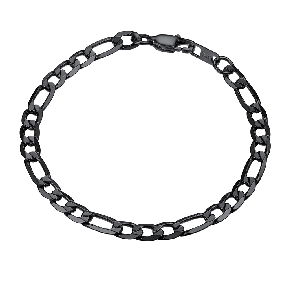 Black figaro bracelet 6mm stainless steel