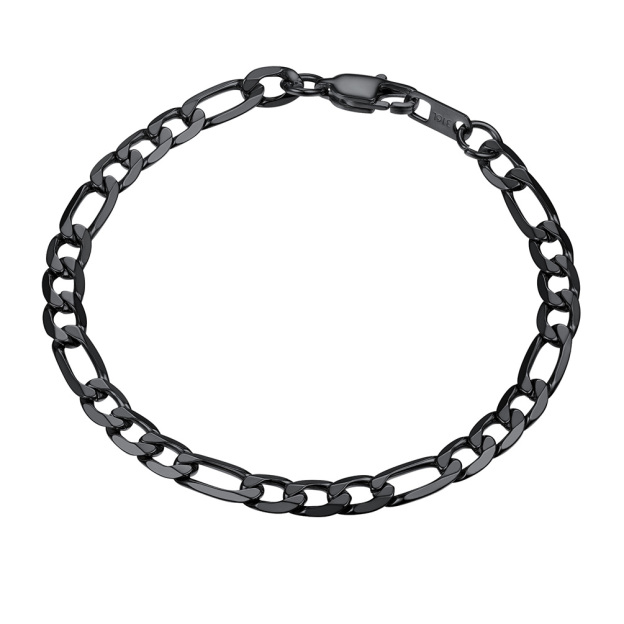 Black figaro bracelet 6mm stainless steel