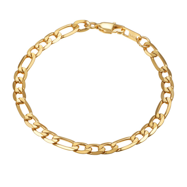 6mm Gold Stainless Steel Figaro Chain Bracelet