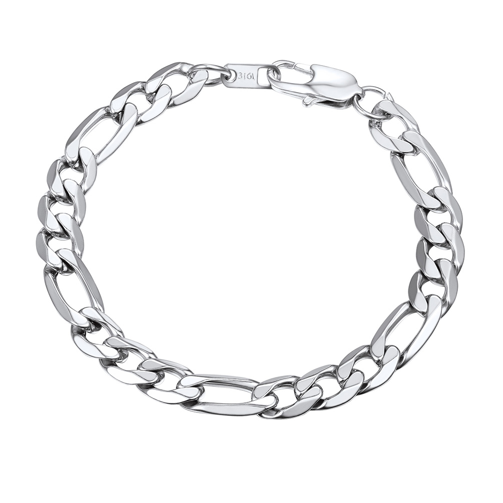 9mm Figaro stainless steel chain bracelet
