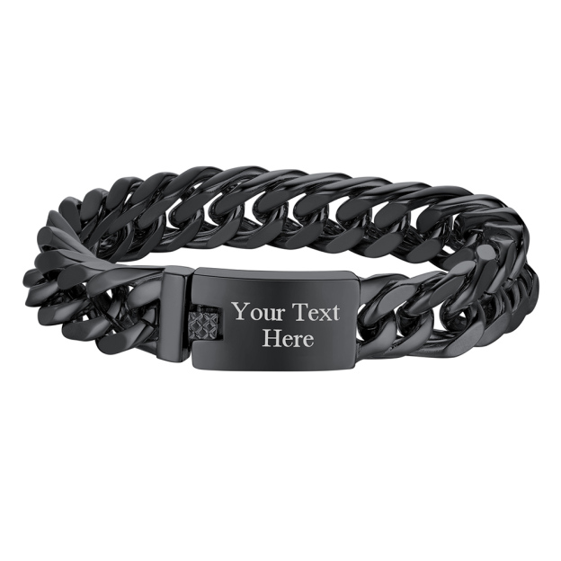 16.5mm Black Plated Cuban Link Bracelet