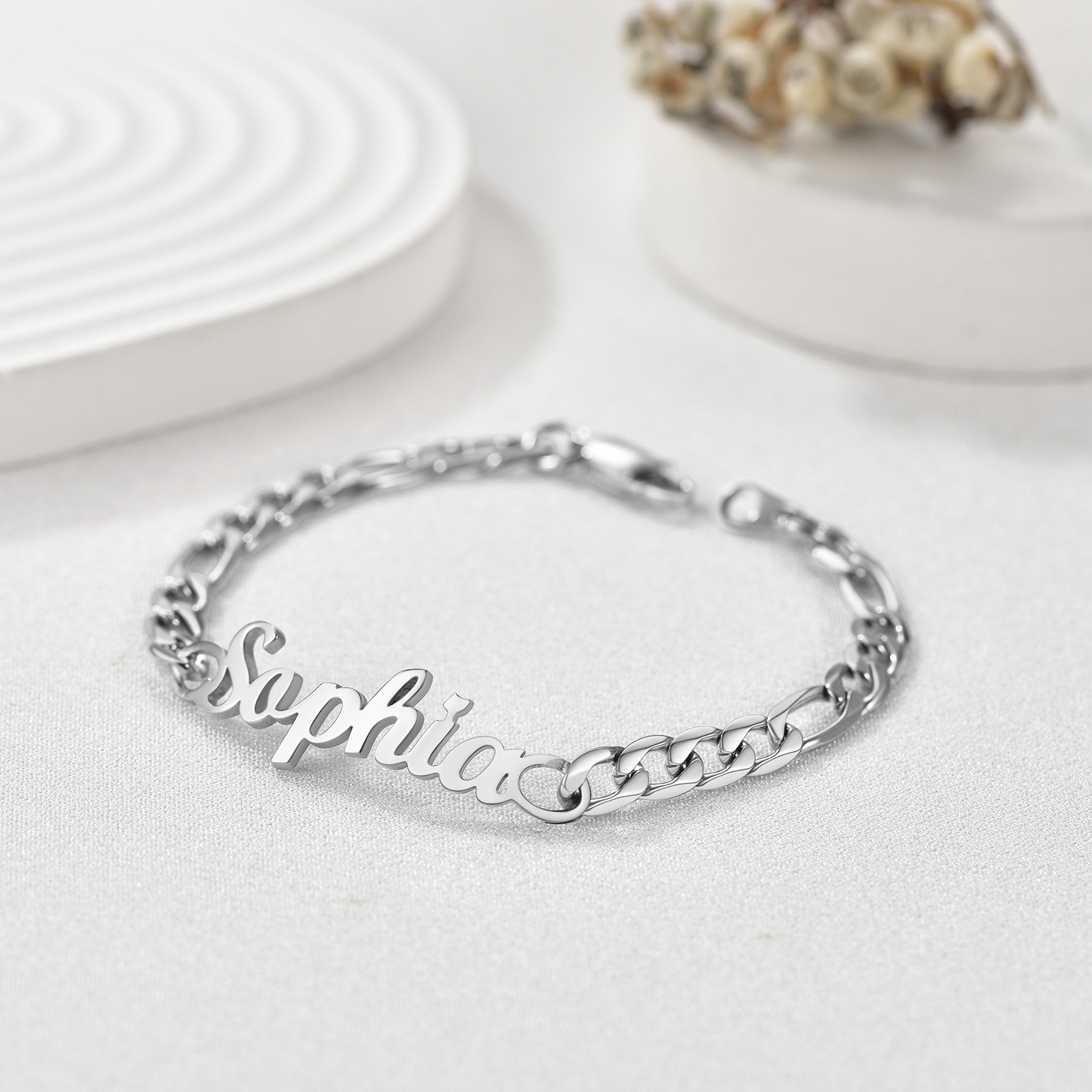 Name Figaro Chain Bracelet