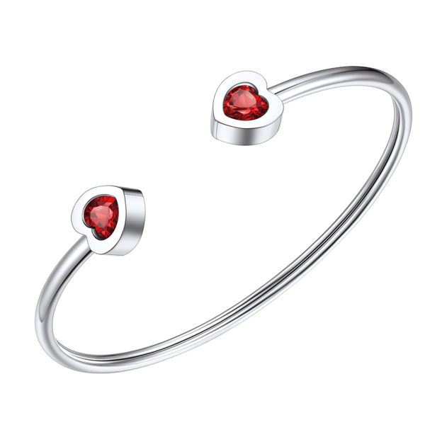 Birthstone Heart Cuff Bracelet for Women