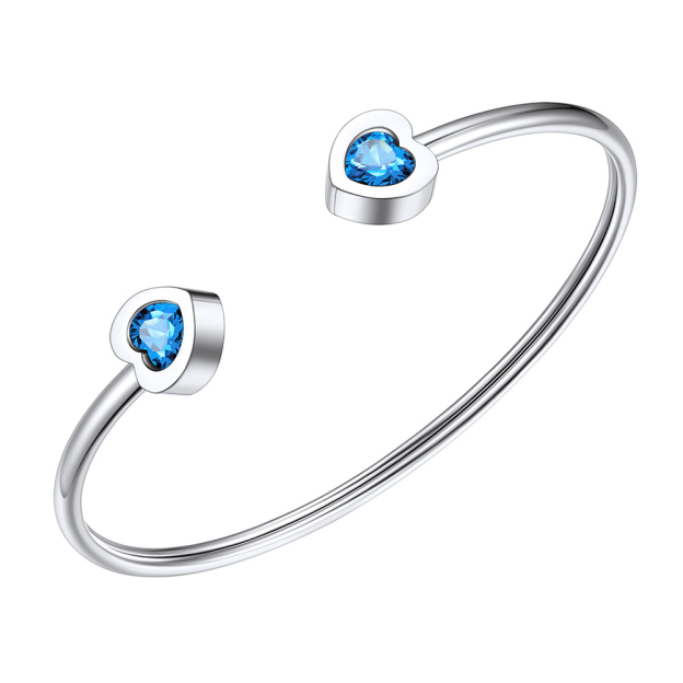 Birthstone Heart Cuff Bracelet for Women