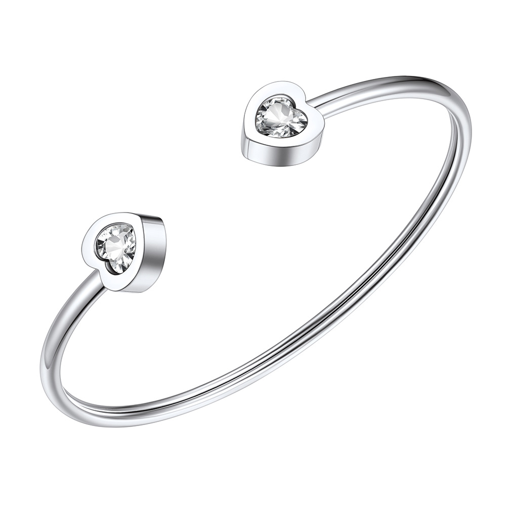 Birthstone Heart Cuff Bracelet for Women