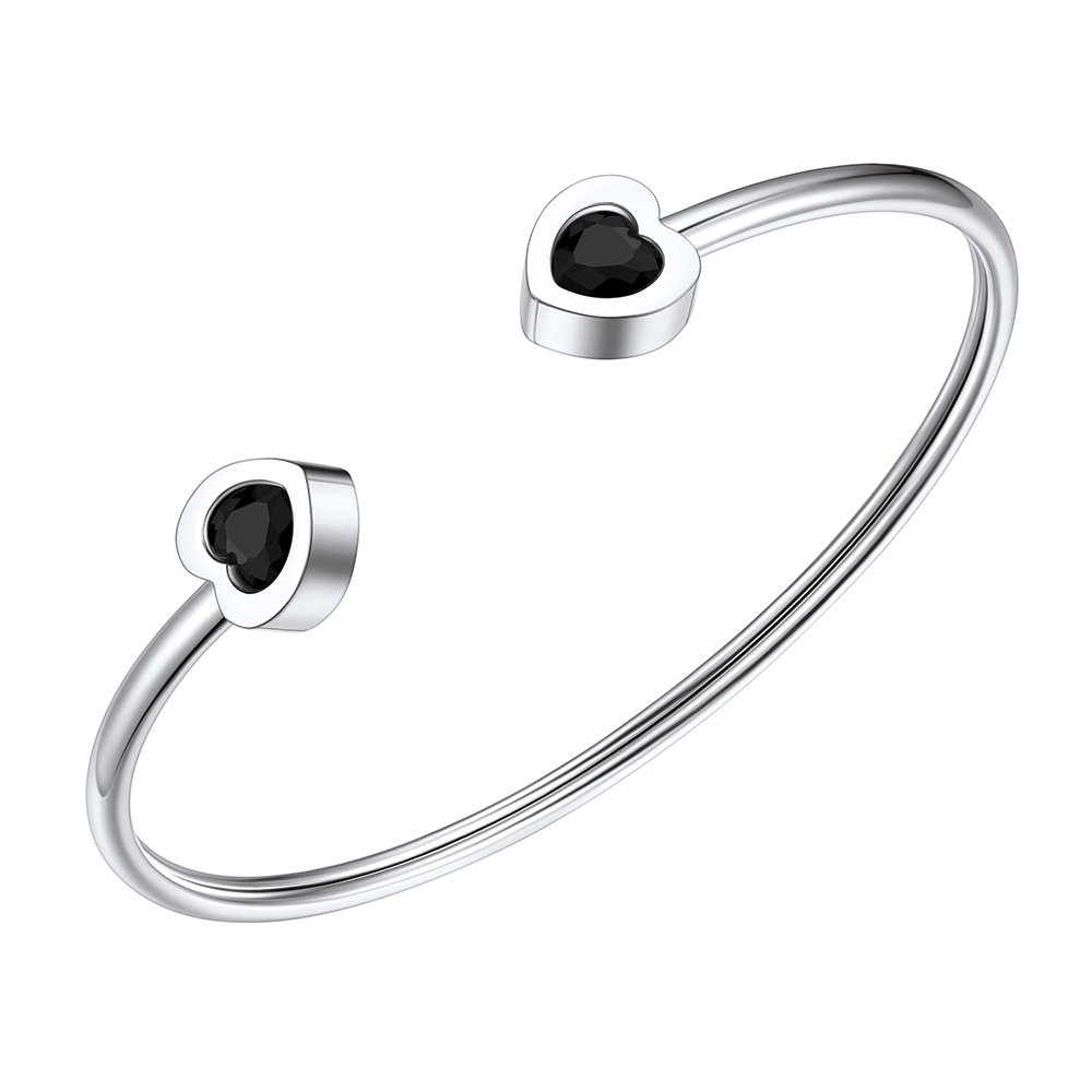 Birthstone Heart Cuff Bracelet for Women