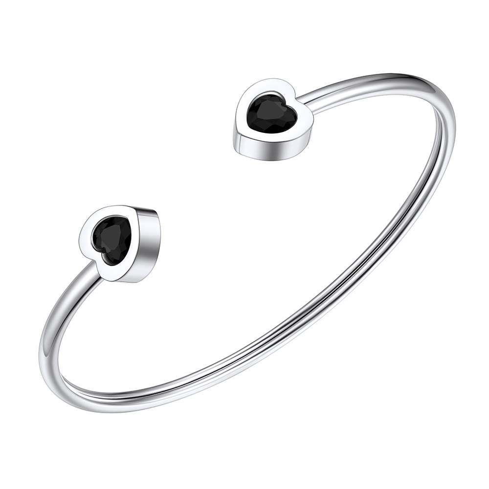 Birthstone Heart Cuff Bracelet for Women