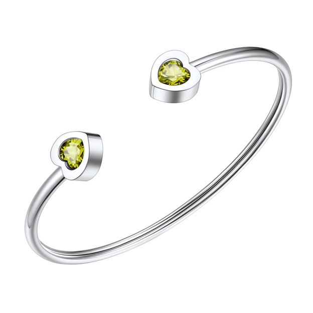 Birthstone Heart Cuff Bracelet for Women