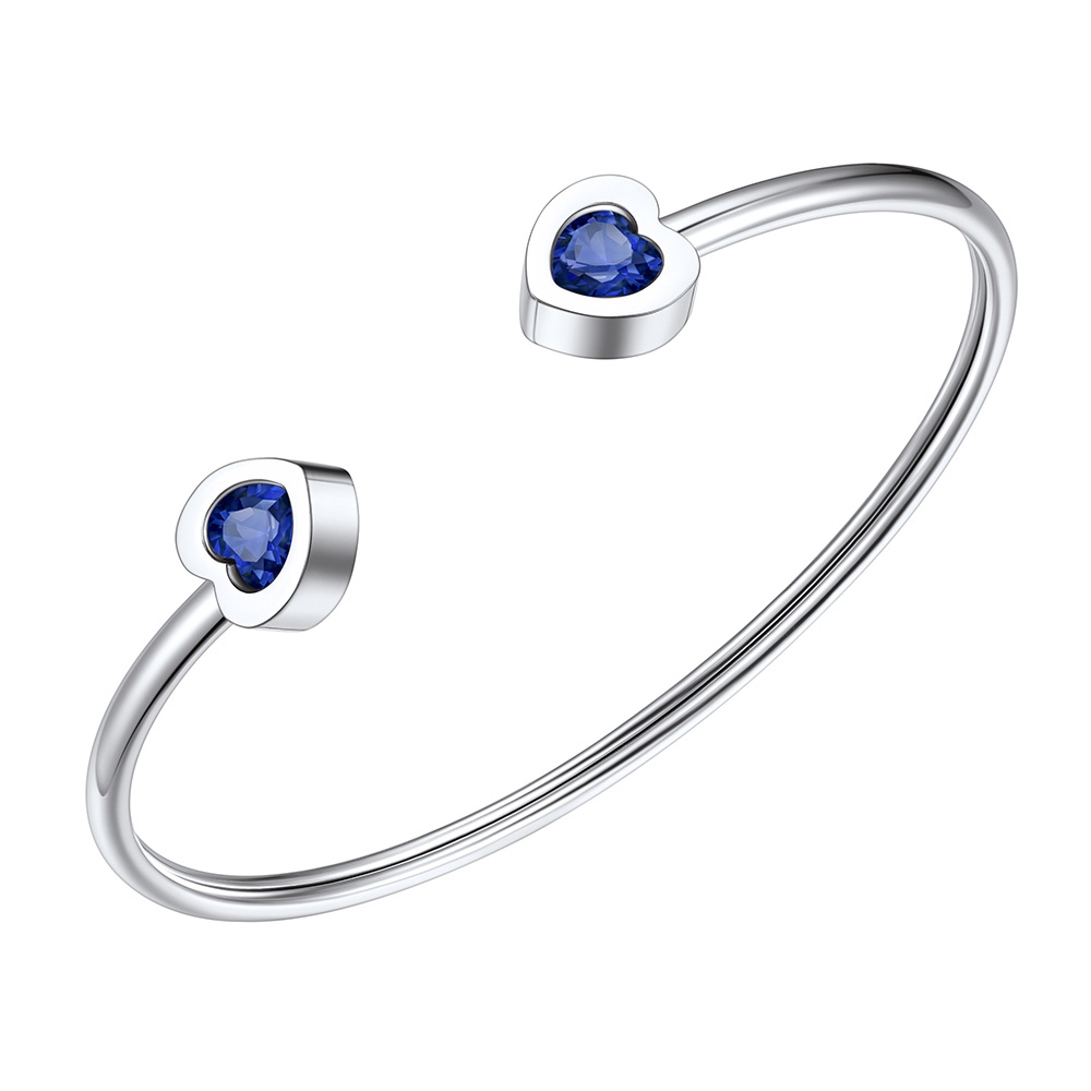 Birthstone Heart Cuff Bracelet for Women