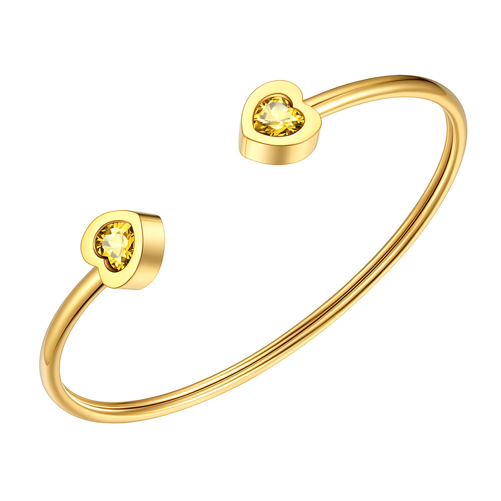 Birthstone Heart Cuff Bracelet for Women