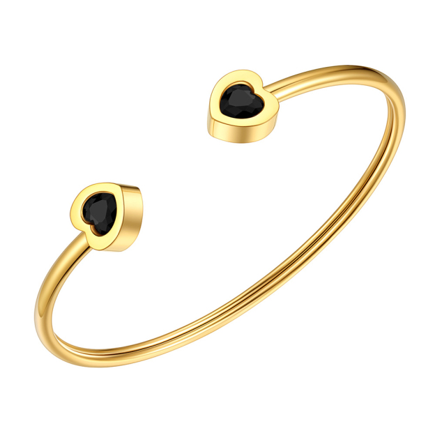 Birthstone Heart Cuff Bracelet for Women