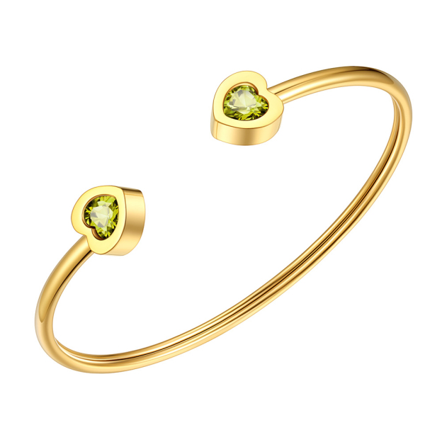 Birthstone Heart Cuff Bracelet for Women