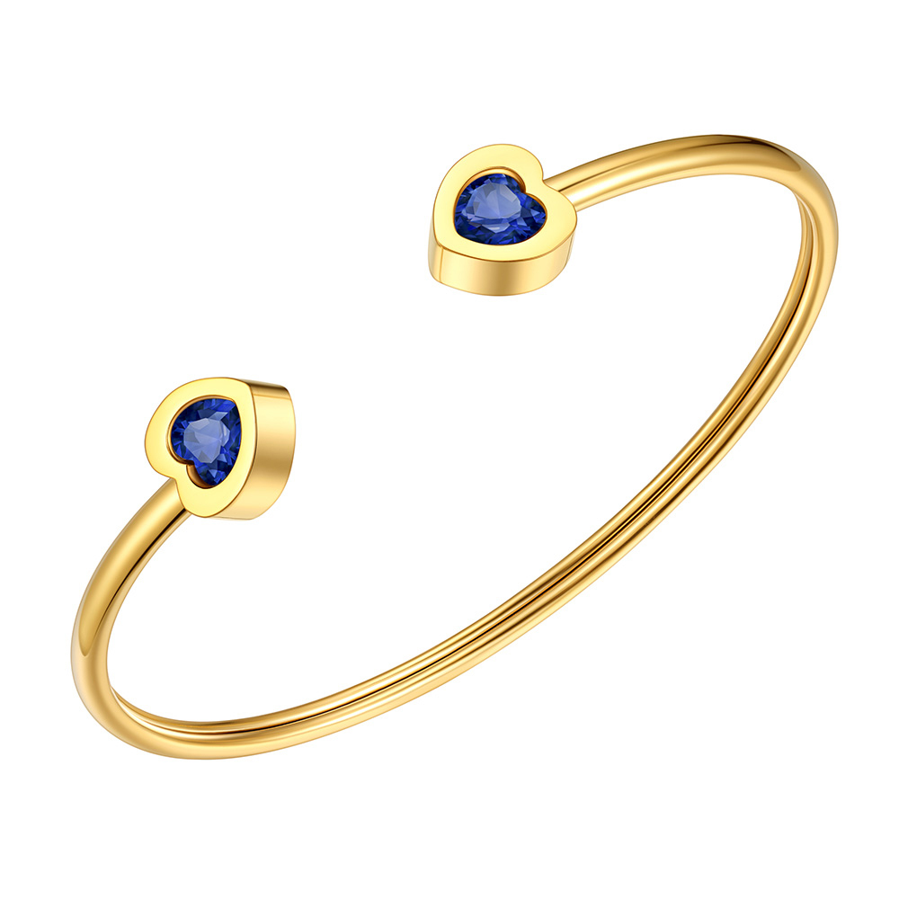 Birthstone Heart Cuff Bracelet for Women