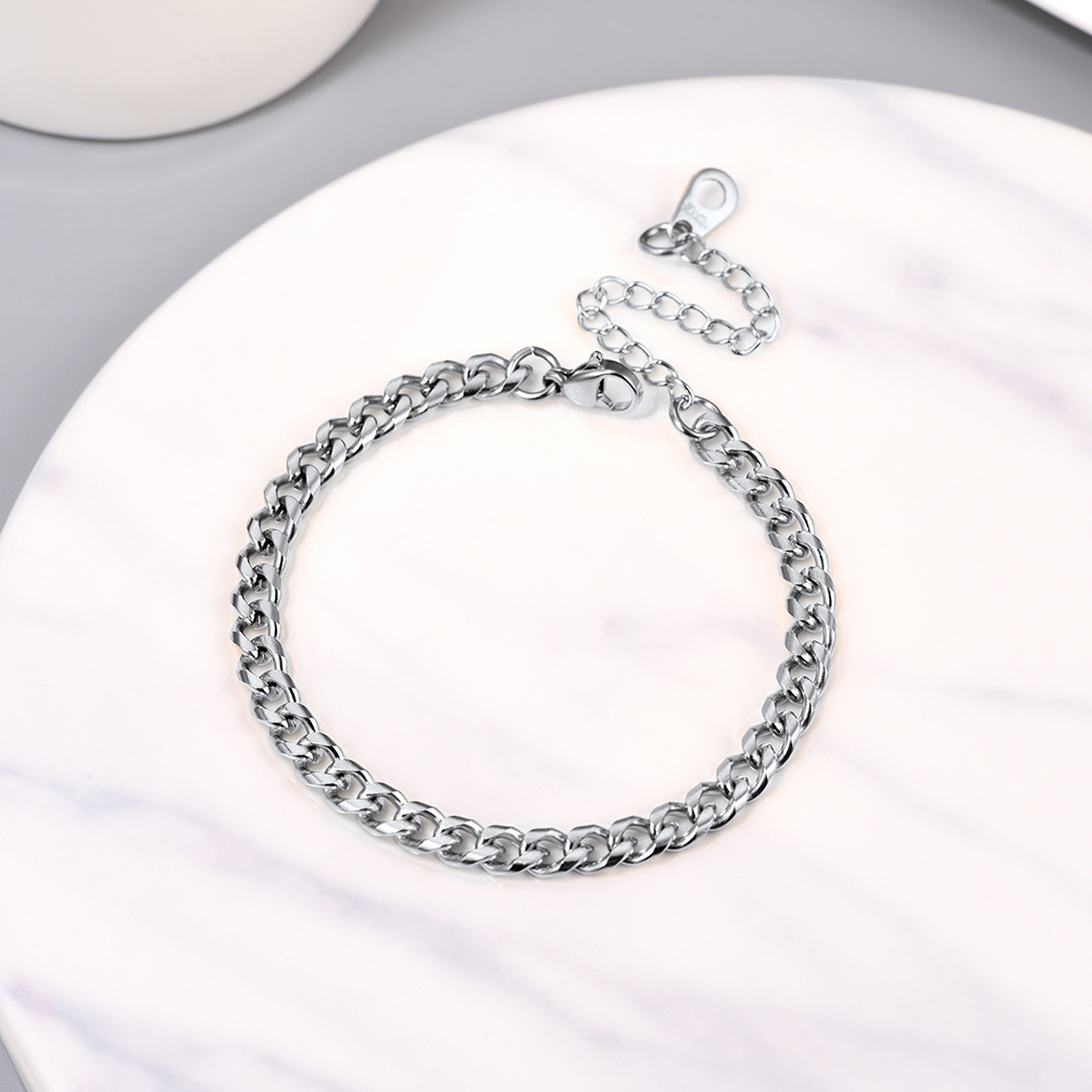 316L stainless steel cuban bracelet flat lay