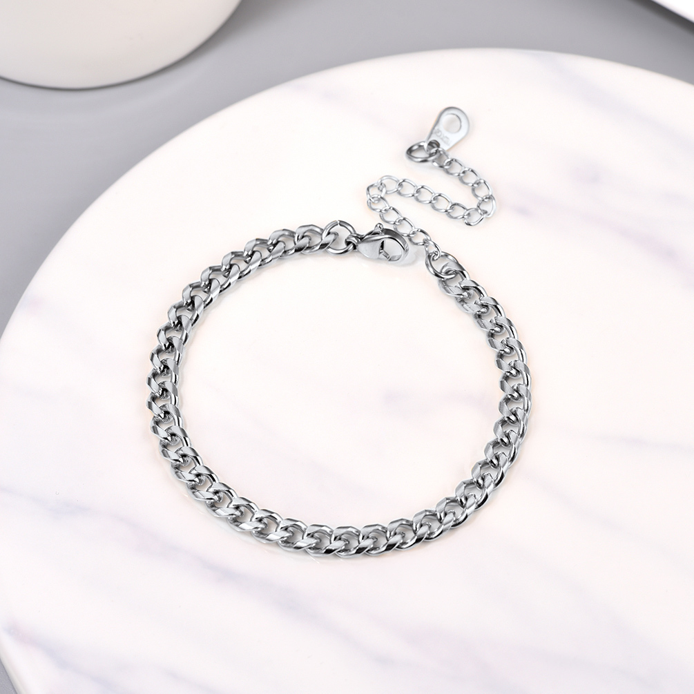 316L stainless steel cuban bracelet flat lay