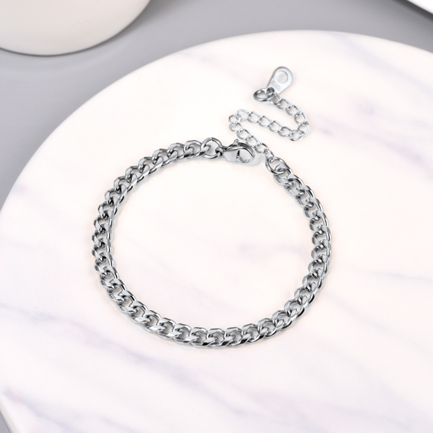 316L stainless steel cuban bracelet flat lay