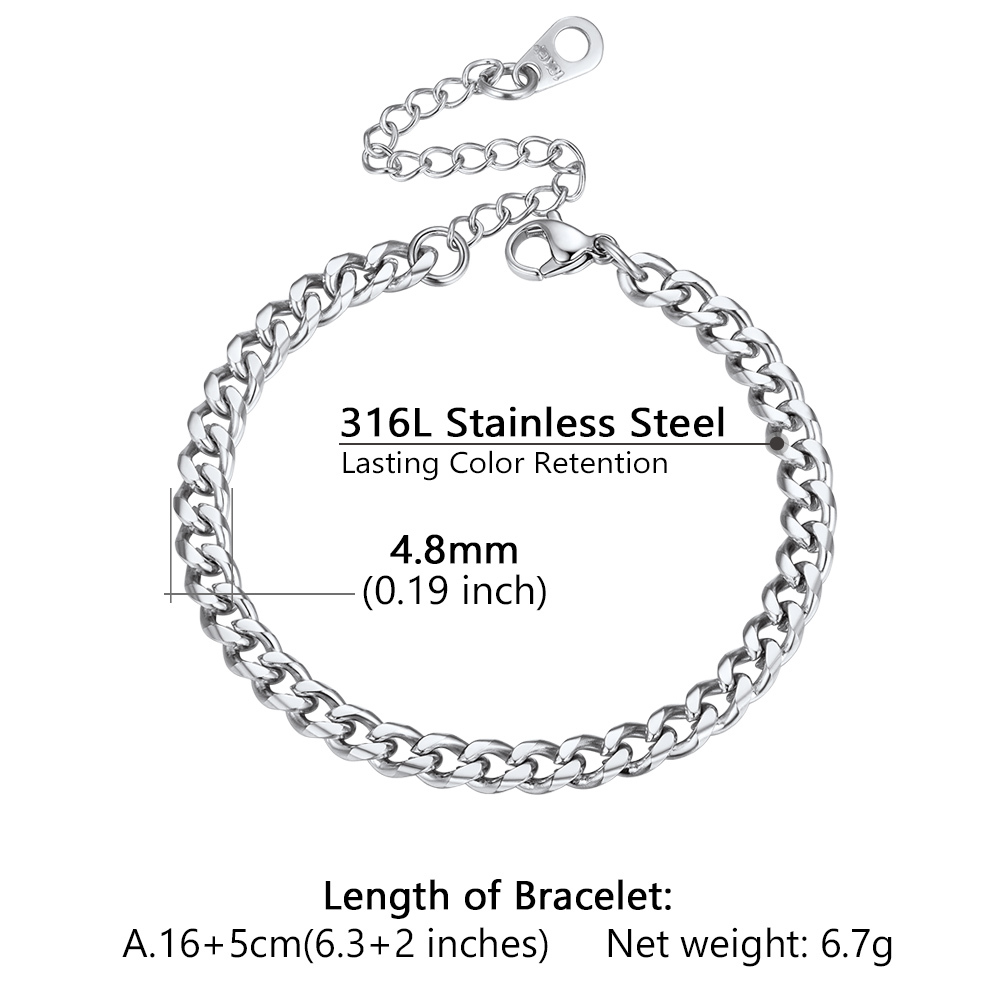 4.8mm cuban bracelet size reference