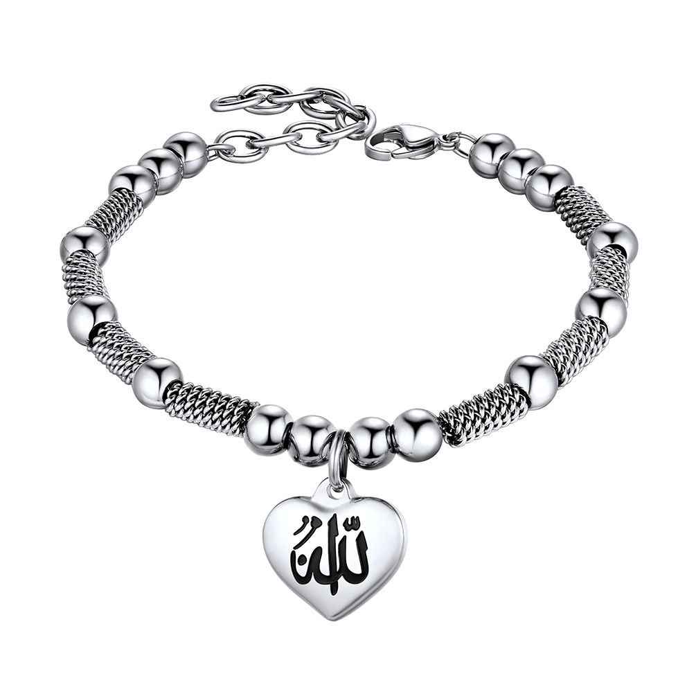 Allah heart charm beads bracelet