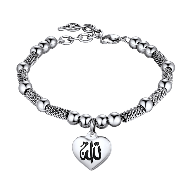 Allah heart charm beads bracelet