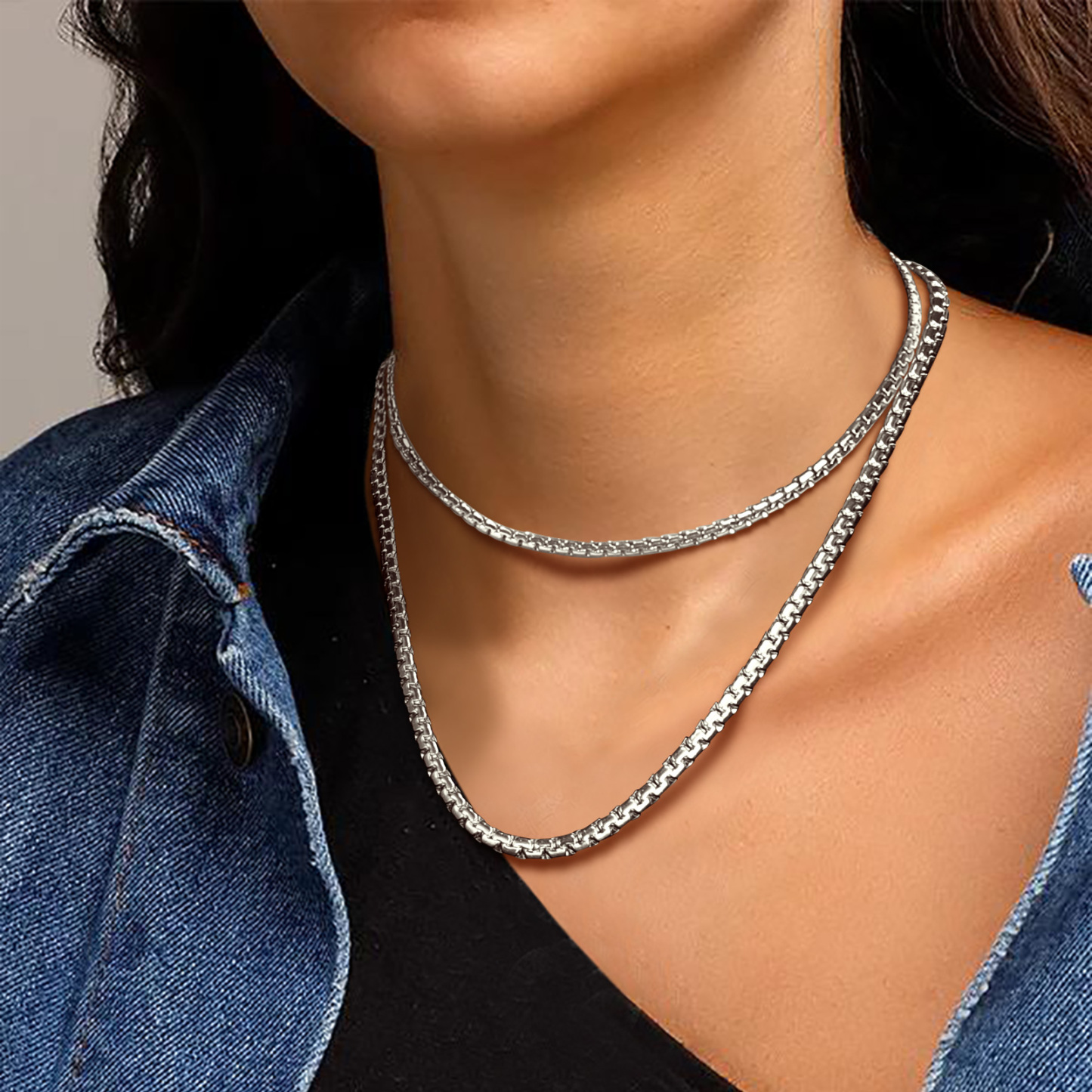 Stainless Steel Round Link Chain Necklace