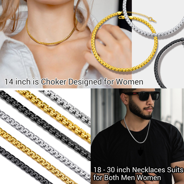 Stainless Steel Round Link Chain Necklace