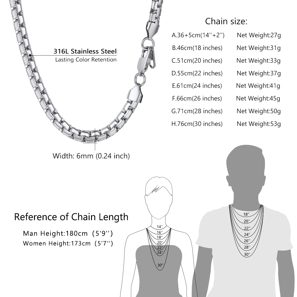 Stainless Steel Round Link Chain Necklace