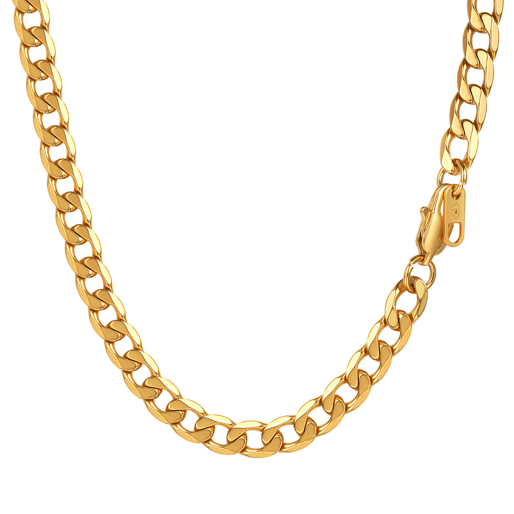 gold cuban chain necklace stainless steel product shot