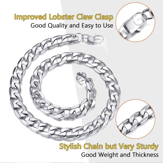 Cuban link necklace durable lobster clasp detail