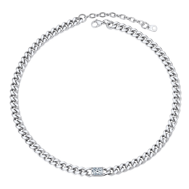 Cuban Chain Rectangle Zircon Necklace