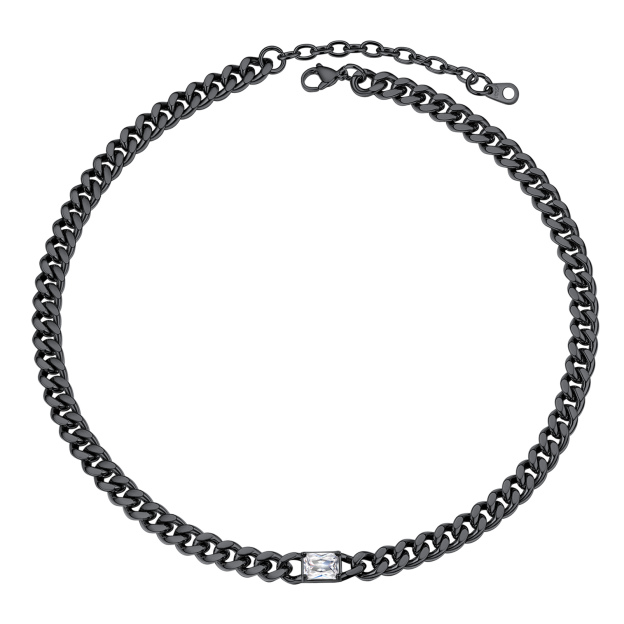 Cuban Chain Rectangle Zircon Necklace