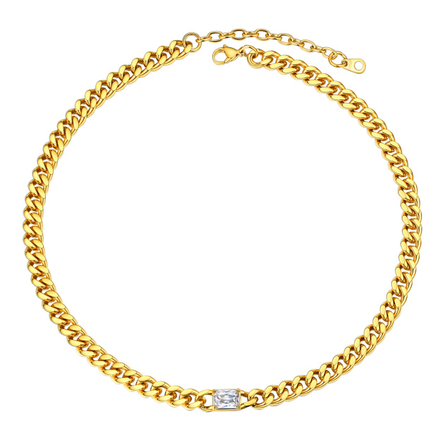 Cuban Chain Rectangle Zircon Necklace